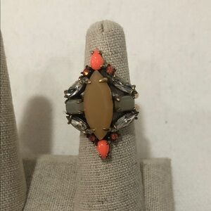 Stella & Dot Riviera Adjustable Coral and Gold Statement Ring